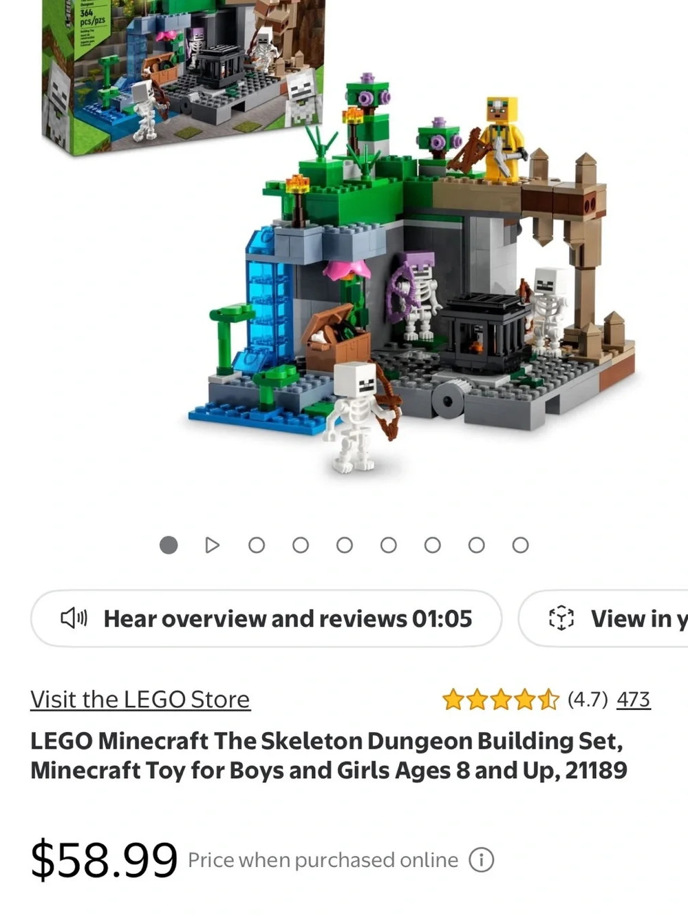 LEGO Minecraft The Skeleton Dungeon - Green, Gray and Brown Playset